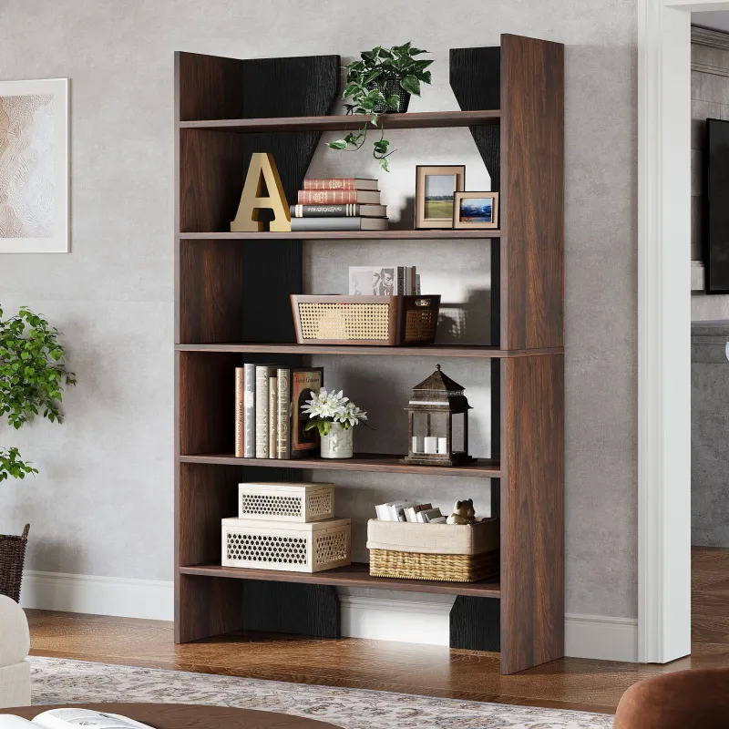 Tribesigns Bookcases & Bookshelves|Bookcases & Bookshelves*67" Wood Bookshelf, 5 - Tier Bookcase Etagere Display Rack with Open Storage Shelves