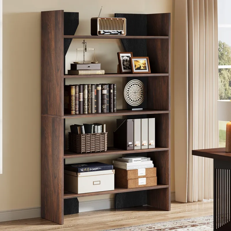 Tribesigns Bookcases & Bookshelves|Bookcases & Bookshelves*67" Wood Bookshelf, 5 - Tier Bookcase Etagere Display Rack with Open Storage Shelves