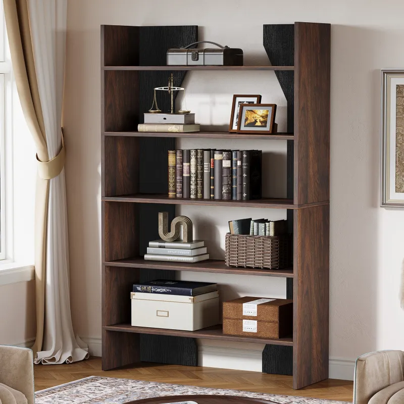 Tribesigns Bookcases & Bookshelves|Bookcases & Bookshelves*67" Wood Bookshelf, 5 - Tier Bookcase Etagere Display Rack with Open Storage Shelves