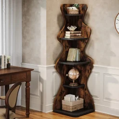 Tribesigns Bookcases & Bookshelves|Bookcases & Bookshelves*69" Wood Bookshelf, 5 - Tier Corner Shelf Storage Plant Stand