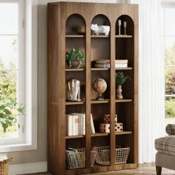 Tribesigns Bookcases & Bookshelves|Bookcases & Bookshelves*70.8" Wood Bookshelf, 5 - Tier Rustic Bookcase Display Storage Shelving Unit