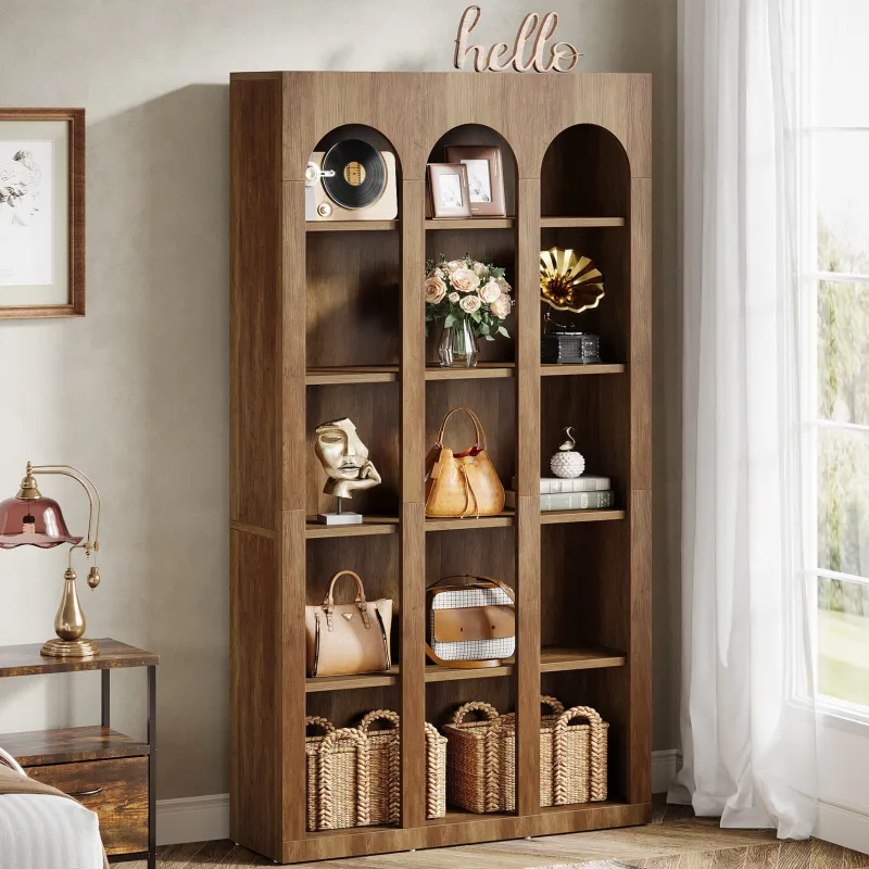 Tribesigns Bookcases & Bookshelves|Bookcases & Bookshelves*70.8" Wood Bookshelf, 5 - Tier Rustic Bookcase Display Storage Shelving Unit