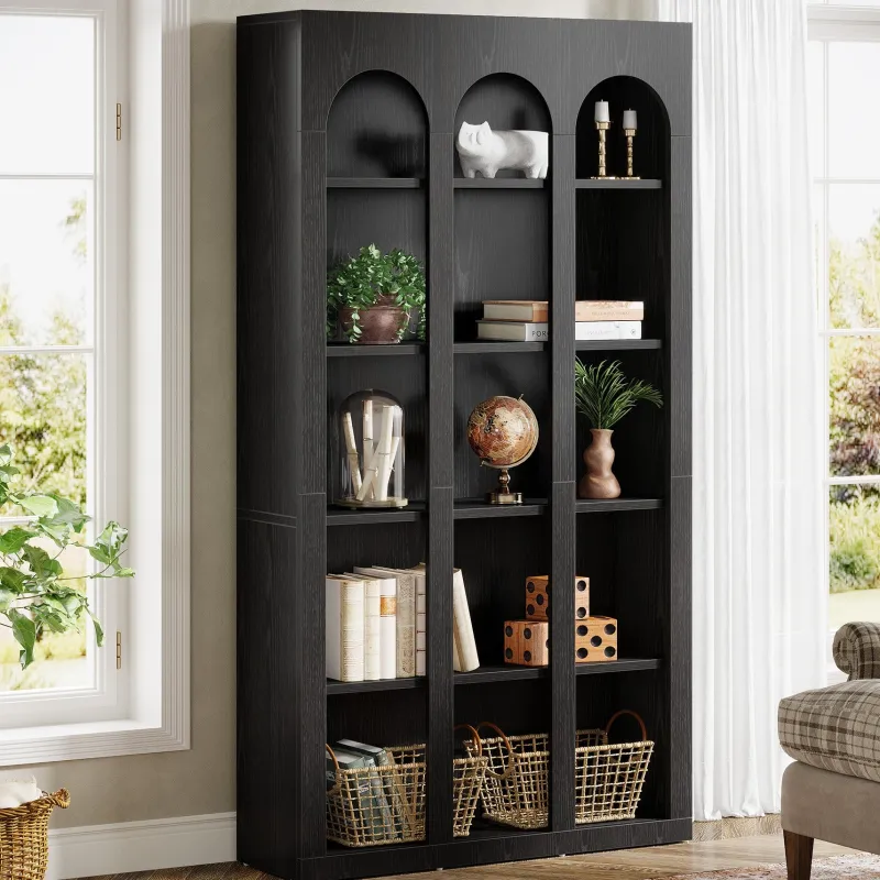 Tribesigns Bookcases & Bookshelves|Bookcases & Bookshelves*70.8" Wood Bookshelf, 5 - Tier Rustic Bookcase Display Storage Shelving Unit