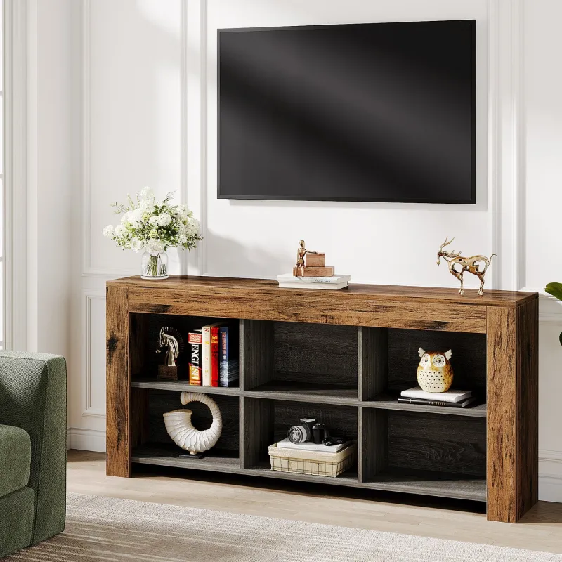 Tribesigns Bookcases & Bookshelves|Bookcases & Bookshelves*63" Wood Bookshelf, Horizontal Bookcase Storage Display Shelf