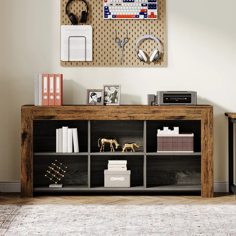 Tribesigns Bookcases & Bookshelves|Bookcases & Bookshelves*63" Wood Bookshelf, Horizontal Bookcase Storage Display Shelf