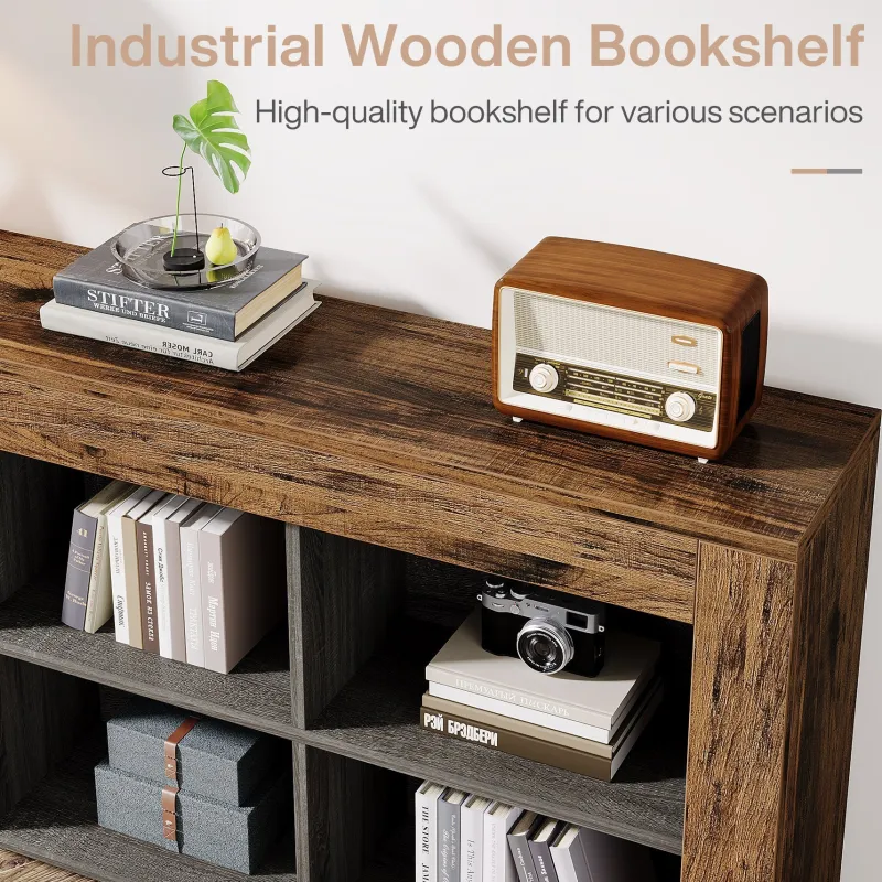 Tribesigns Bookcases & Bookshelves|Bookcases & Bookshelves*63" Wood Bookshelf, Horizontal Bookcase Storage Display Shelf