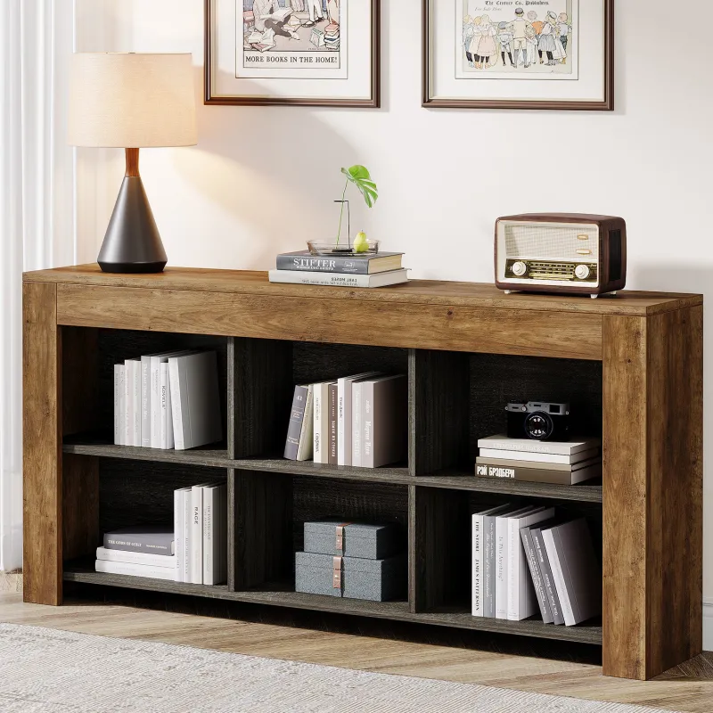 Tribesigns Bookcases & Bookshelves|Bookcases & Bookshelves*63" Wood Bookshelf, Horizontal Bookcase Storage Display Shelf