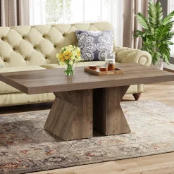 Tribesigns Coffee Tables*47" Wood Coffee Table, Rectangular Center Table Snack Table