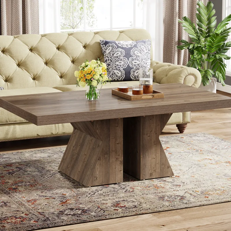 Tribesigns Coffee Tables*47" Wood Coffee Table, Rectangular Center Table Snack Table