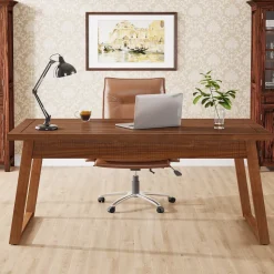 Tribesigns Desks*55" Wood Computer Desk, Mid - Century Modern Study Writing Table with Drawer