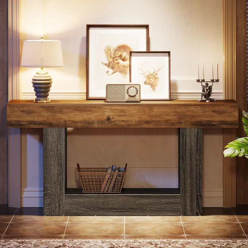 Tribesigns Console Tables|Console Tables*63" Wood Console Table, Farmhouse 2 - Tier Sofa Table Entryway Table