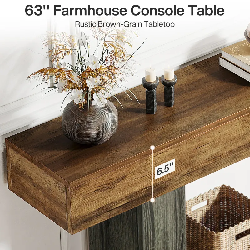 Tribesigns Console Tables|Console Tables*63" Wood Console Table, Farmhouse 2 - Tier Sofa Table Entryway Table