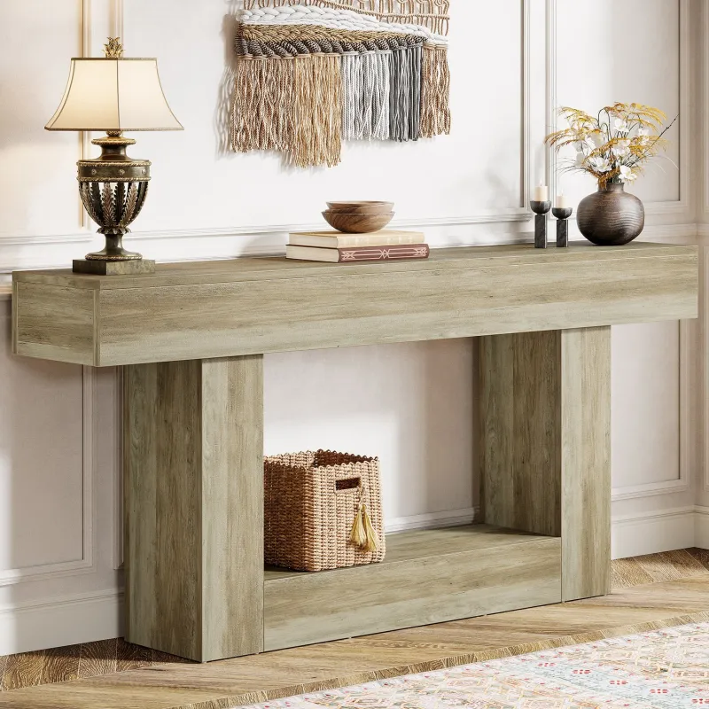 Tribesigns Console Tables|Console Tables*63" Wood Console Table, Farmhouse 2 - Tier Sofa Table Entryway Table