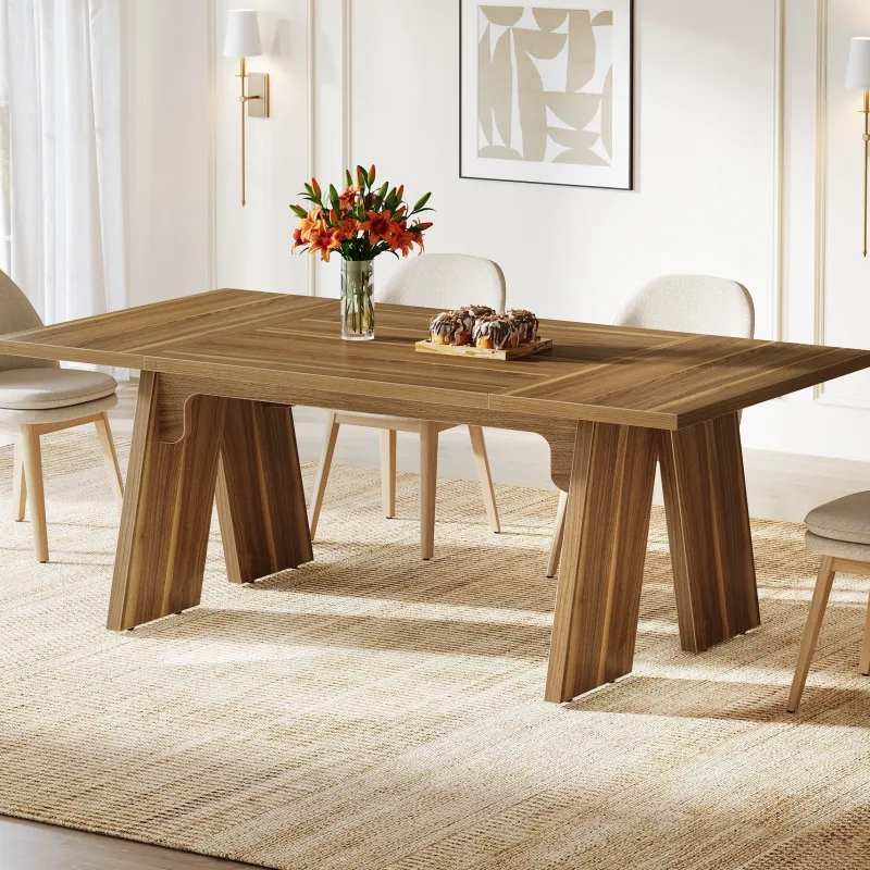 Tribesigns Dining Tables*71" Wood Dining Table, Farmhouse Kitchen Table for 6 People