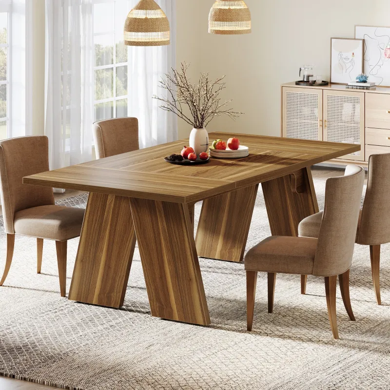 Tribesigns Dining Tables*71" Wood Dining Table, Farmhouse Kitchen Table for 6 People