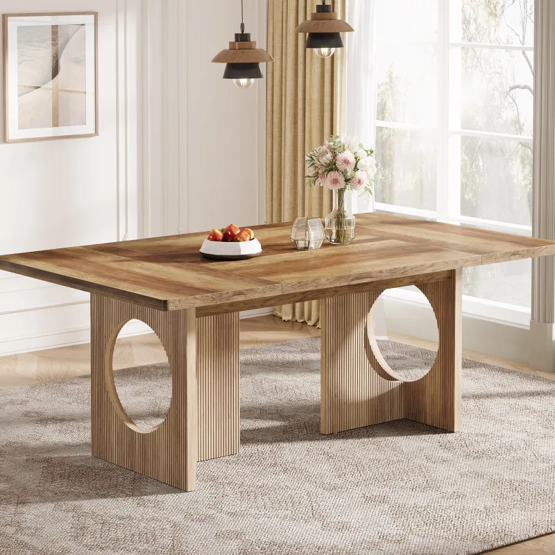 Tribesigns Dining Tables*63" Wood Dining Table, Farmhouse Kitchen Table for 4 - 6 People