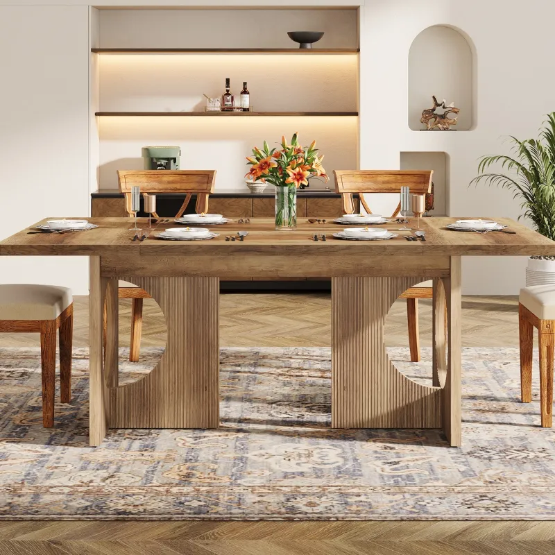 Tribesigns Dining Tables*63" Wood Dining Table, Farmhouse Kitchen Table for 4 - 6 People