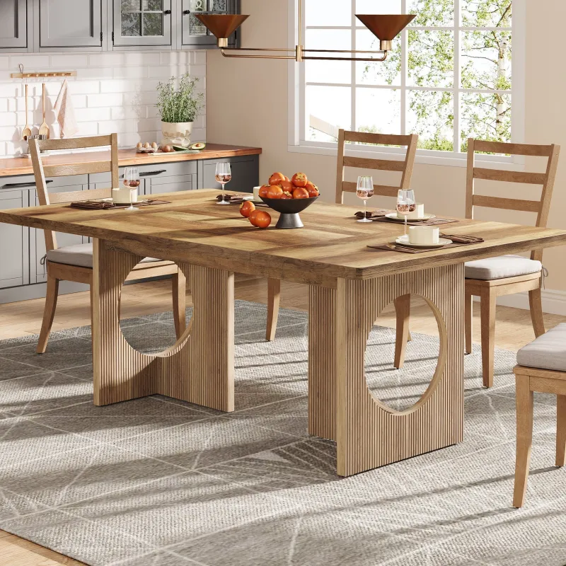 Tribesigns Dining Tables*63" Wood Dining Table, Farmhouse Kitchen Table for 4 - 6 People