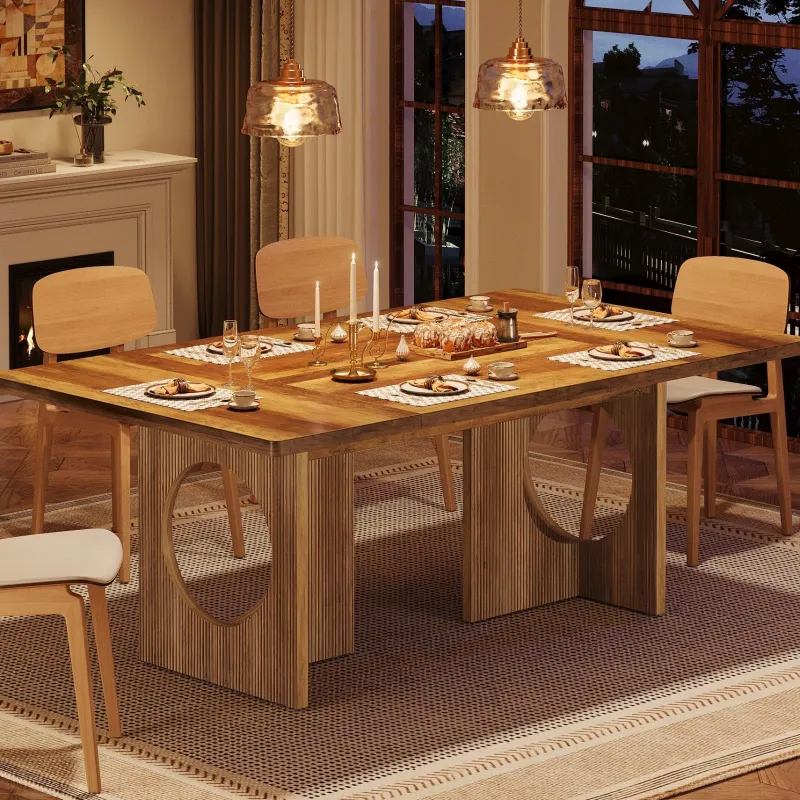 Tribesigns Dining Tables*63" Wood Dining Table, Farmhouse Kitchen Table for 4 - 6 People