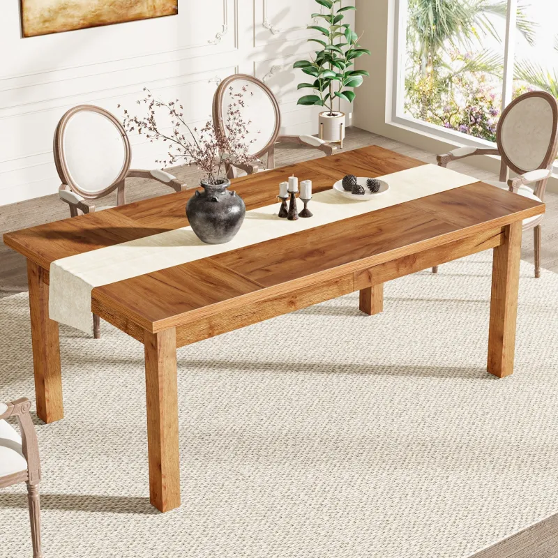 Tribesigns Dining Tables*70.9" Wood Dining Table for 6-8 People, Farmhouse Breakfast Table