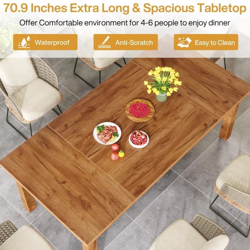 Tribesigns Dining Tables*70.9" Wood Dining Table for 6-8 People, Farmhouse Breakfast Table
