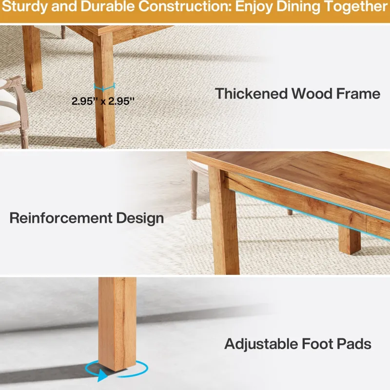 Tribesigns Dining Tables*70.9" Wood Dining Table for 6-8 People, Farmhouse Breakfast Table