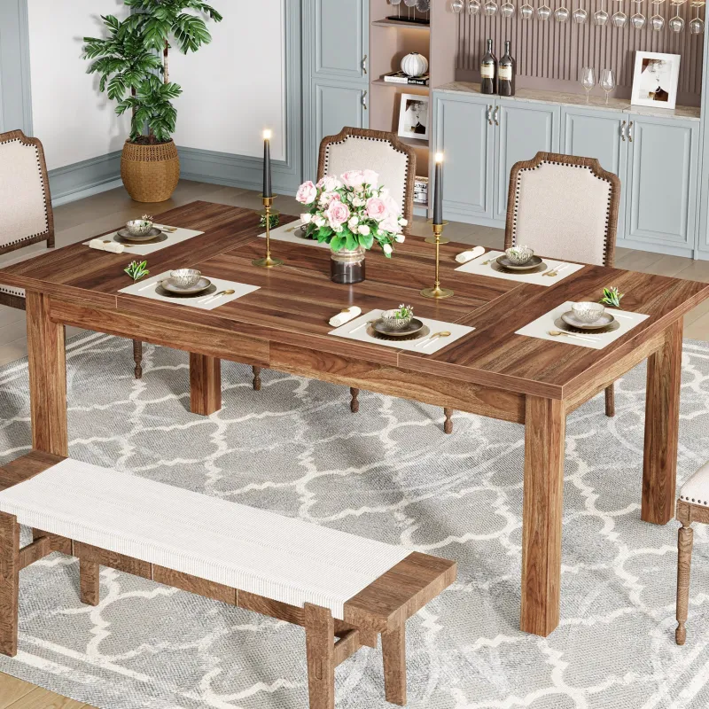 Tribesigns Dining Tables*70.9" Wood Dining Table for 6-8 People, Farmhouse Breakfast Table