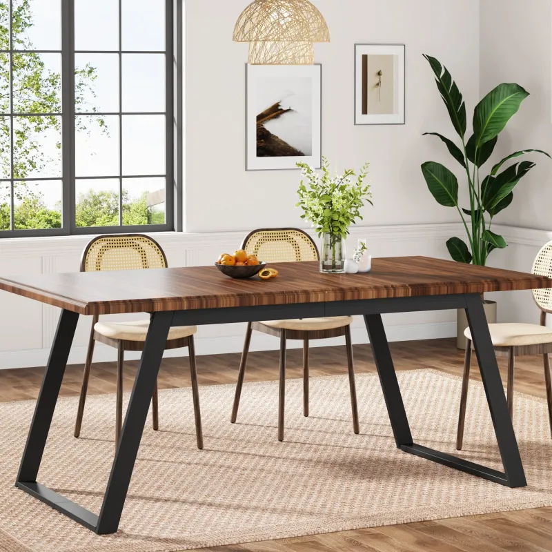 Tribesigns Dining Tables*63" Wood Dining Table for 6, Rectangular Kitchen Table with Metal Legs