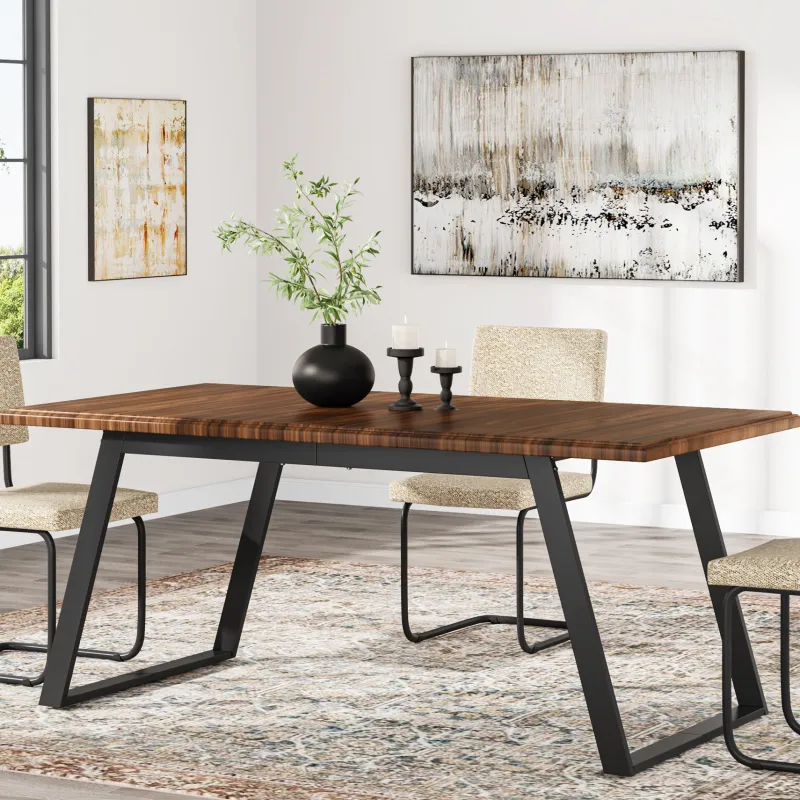 Tribesigns Dining Tables*63" Wood Dining Table for 6, Rectangular Kitchen Table with Metal Legs