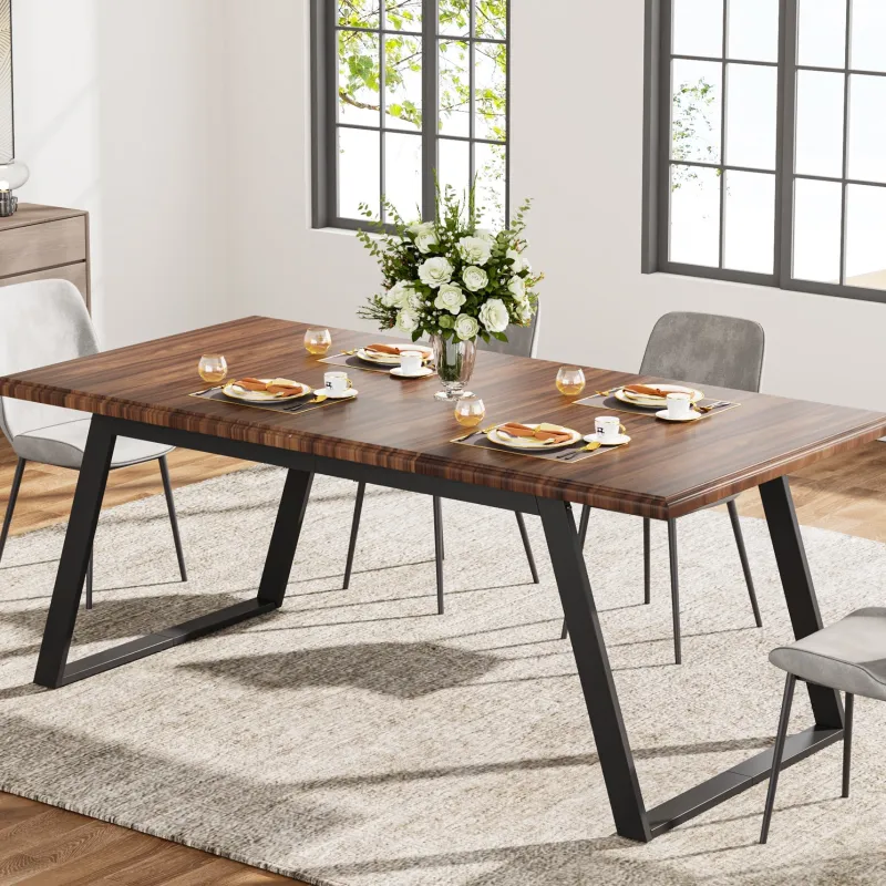 Tribesigns Dining Tables*63" Wood Dining Table for 6, Rectangular Kitchen Table with Metal Legs