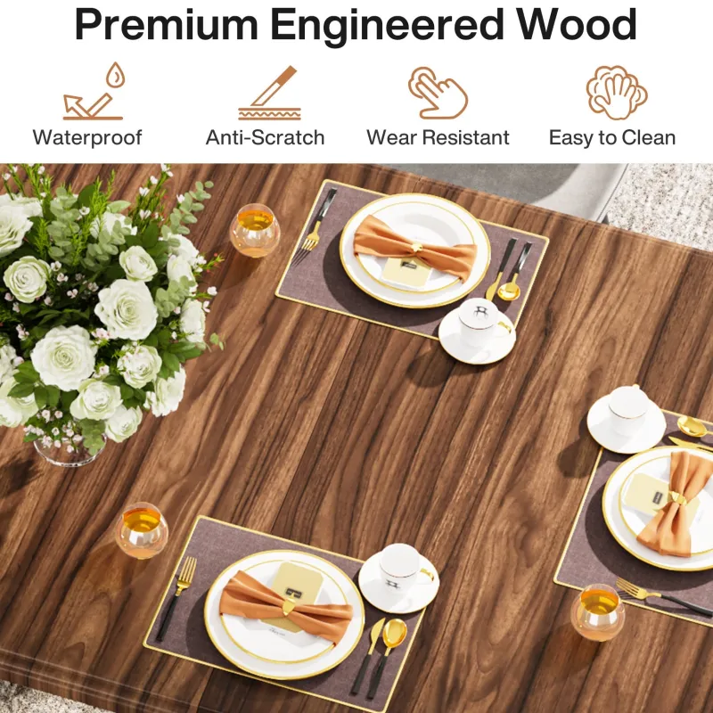 Tribesigns Dining Tables*63" Wood Dining Table for 6, Rectangular Kitchen Table with Metal Legs