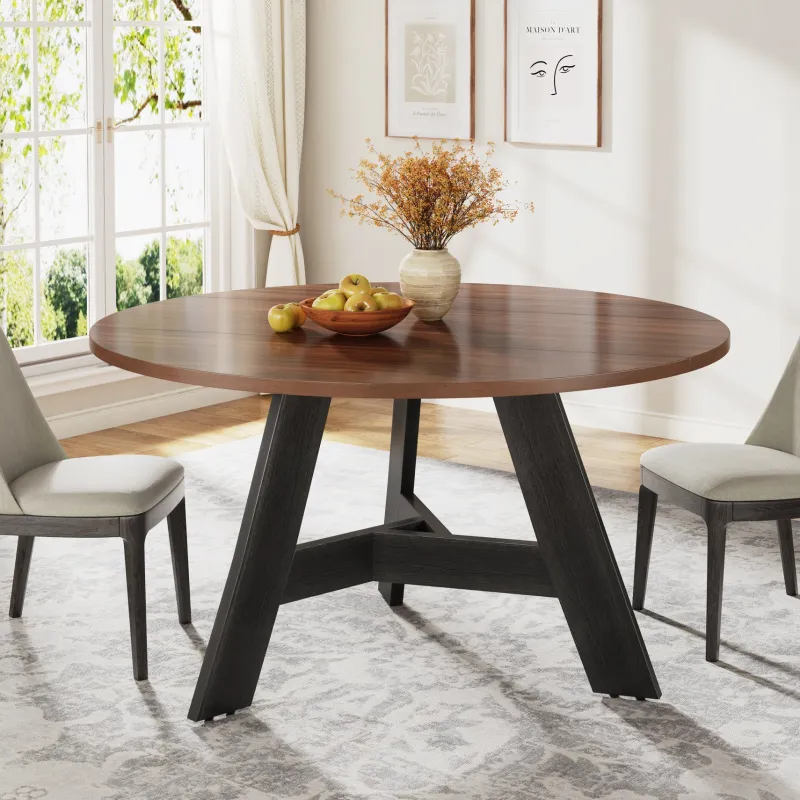 Tribesigns Dining Tables*47" Wood Dining Table, Round Kitchen Table For 4 People