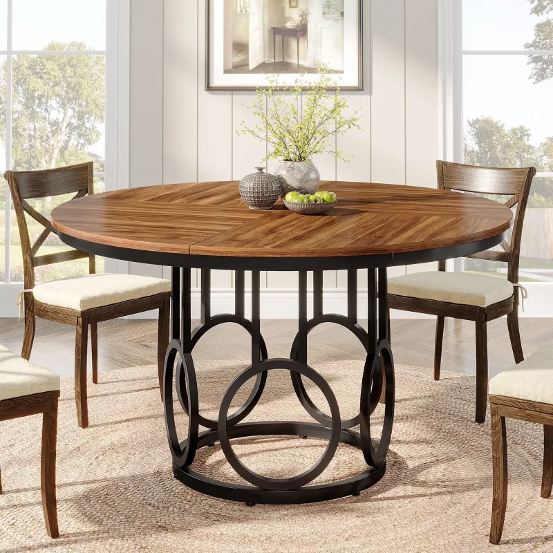 Tribesigns Dining Tables*47" Wood Dining Table, Round Kitchen Table for 4 - 6 People