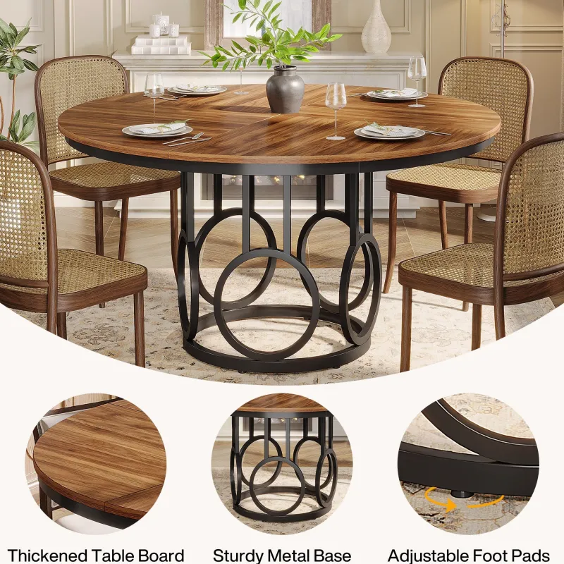 Tribesigns Dining Tables*47" Wood Dining Table, Round Kitchen Table for 4 - 6 People