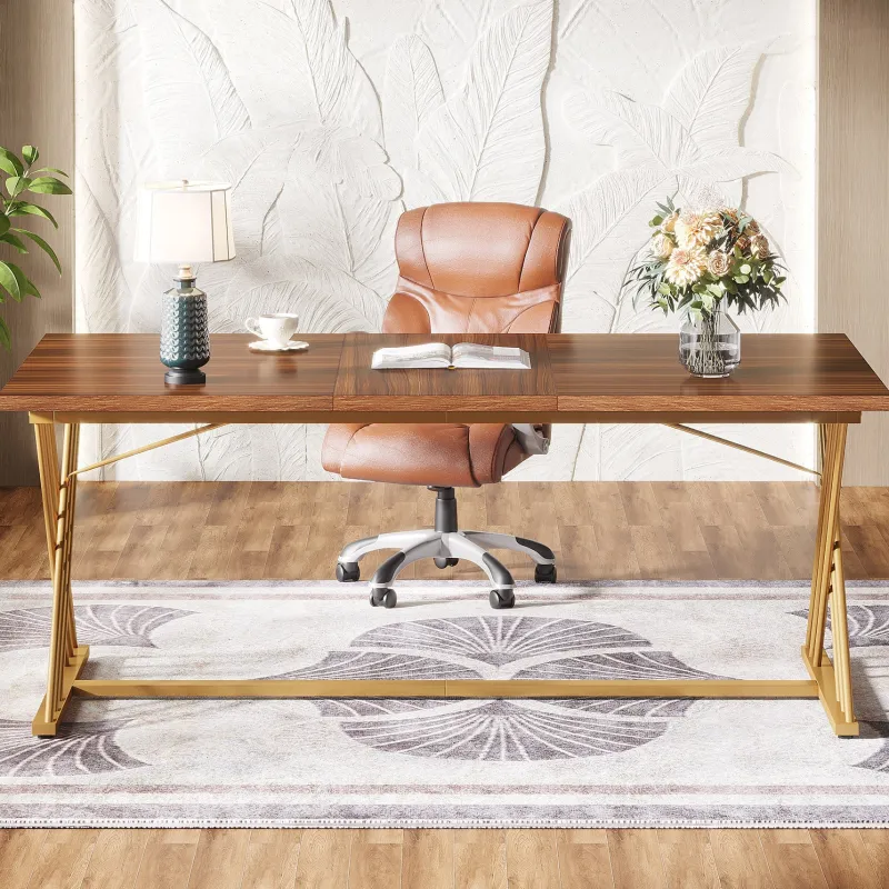Tribesigns Desks*63" Wood Executive Desk Computer Desk with Metal Frame for Home Office