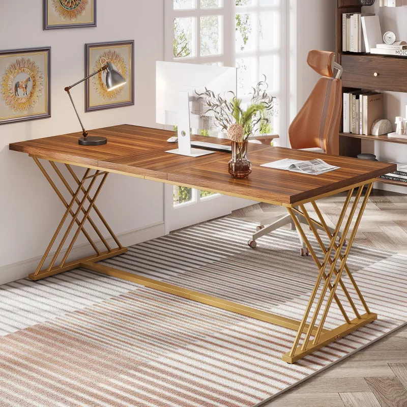 Tribesigns Desks*63" Wood Executive Desk Computer Desk with Metal Frame for Home Office