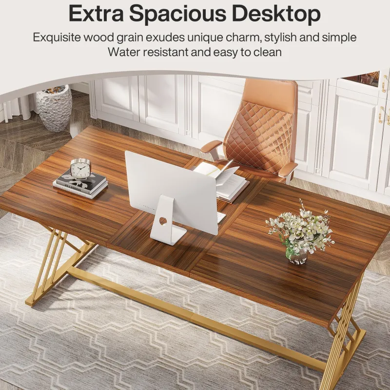 Tribesigns Desks*63" Wood Executive Desk Computer Desk with Metal Frame for Home Office