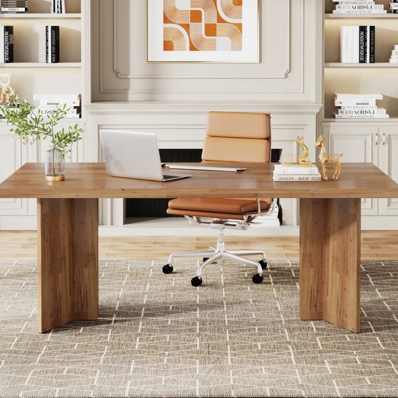 Tribesigns Desks*63" Wood Executive Desk, Farmhouse Computer Desk with Large Tabletop