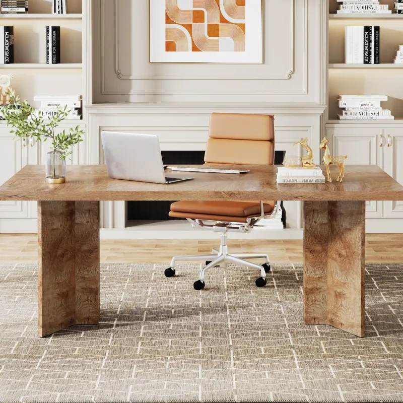 Tribesigns Desks*63" Wood Executive Desk, Farmhouse Computer Desk with Large Tabletop