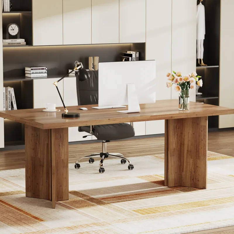 Tribesigns Desks*63" Wood Executive Desk, Farmhouse Computer Desk with Large Tabletop