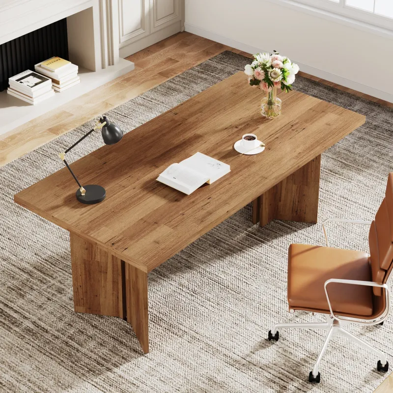 Tribesigns Desks*63" Wood Executive Desk, Farmhouse Computer Desk with Large Tabletop