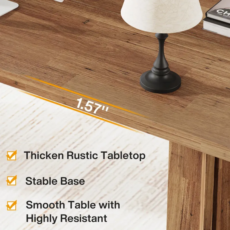 Tribesigns Desks*63" Wood Executive Desk, Farmhouse Computer Desk with Large Tabletop
