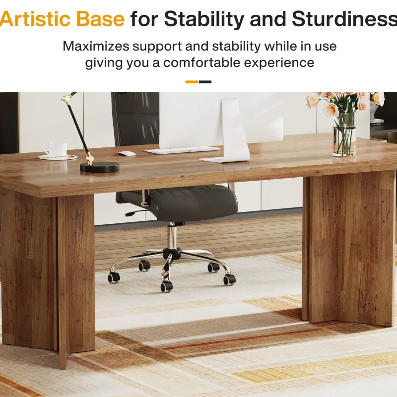Tribesigns Desks*63" Wood Executive Desk, Farmhouse Computer Desk with Large Tabletop