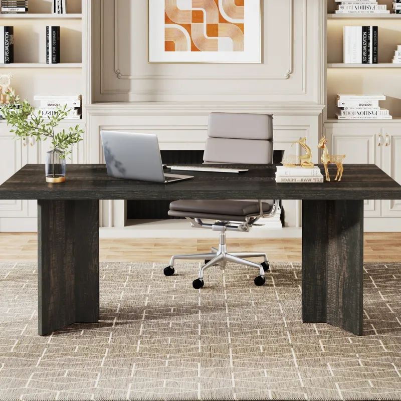 Tribesigns Desks*63" Wood Executive Desk, Farmhouse Computer Desk with Large Tabletop