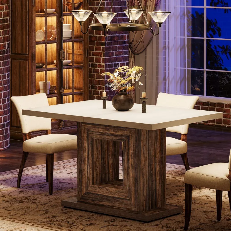 Tribesigns Dining Tables*47" Wooden Dining Table, Farmhouse Kitchen Dinner Table for 4
