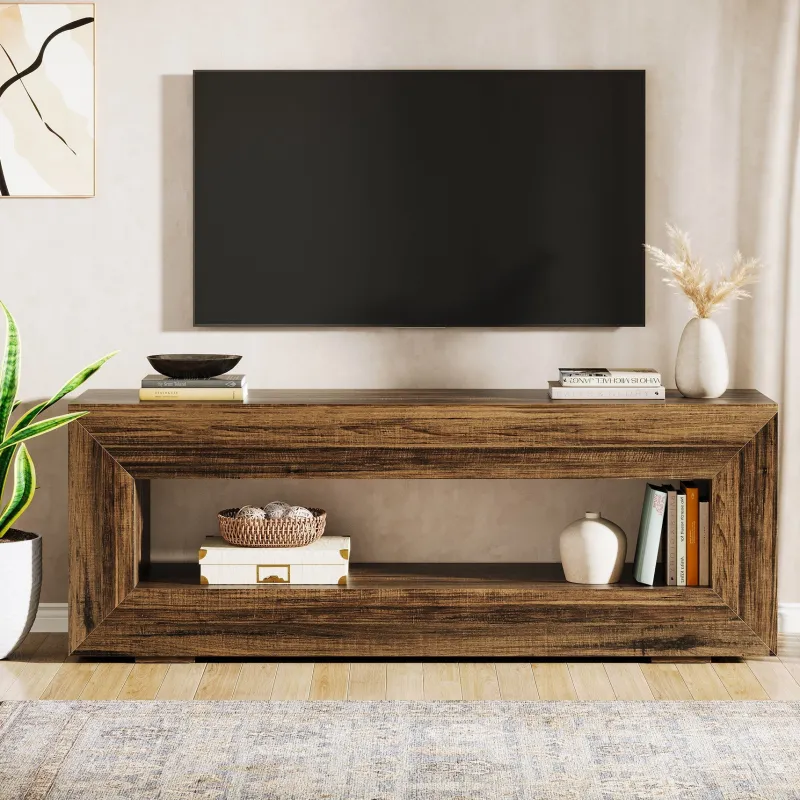 Tribesigns Tv Stands*63" Wooden Tv Stand, Farmhouse Entertainment Centers Console Table