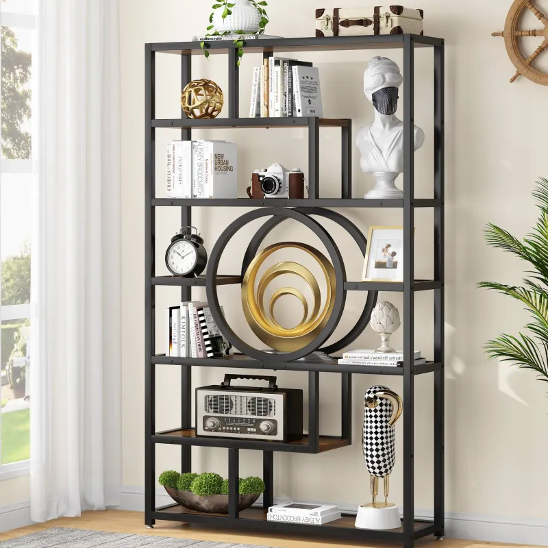 Tribesigns Bookcases & Bookshelves|Bookcases & Bookshelves*Bookshelf, 72’’ Etagere Bookcase 7-Tier Industrial Display Shelf