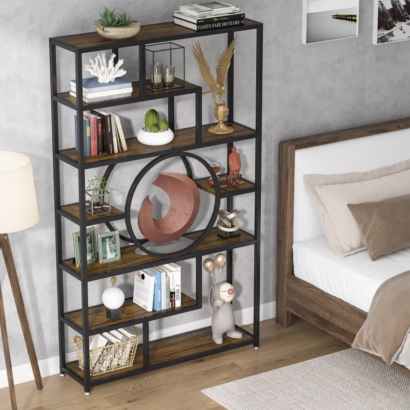 Tribesigns Bookcases & Bookshelves|Bookcases & Bookshelves*Bookshelf, 72’’ Etagere Bookcase 7-Tier Industrial Display Shelf