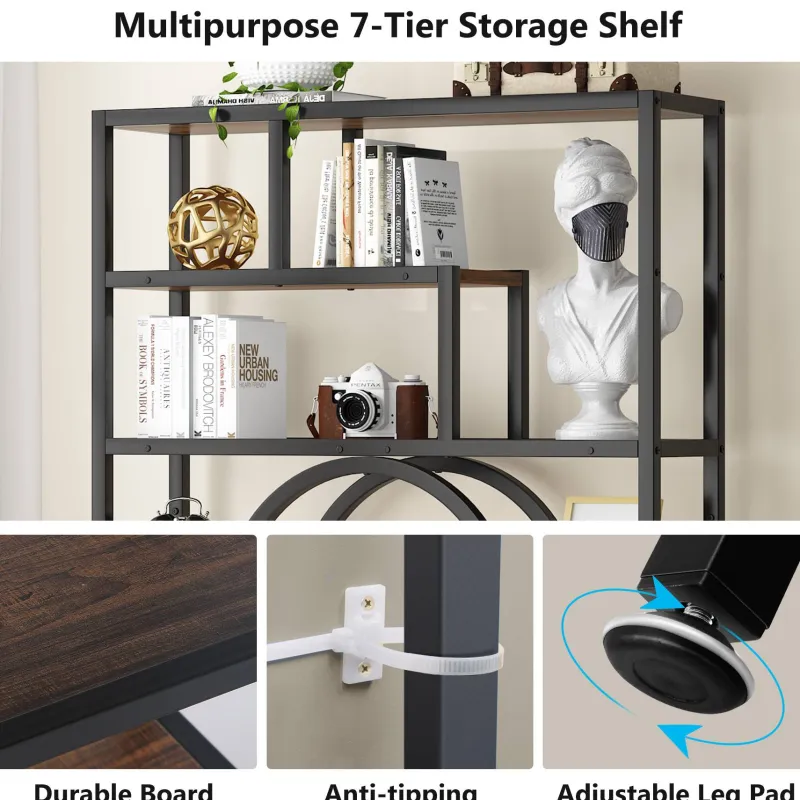 Tribesigns Bookcases & Bookshelves|Bookcases & Bookshelves*Bookshelf, 72’’ Etagere Bookcase 7-Tier Industrial Display Shelf