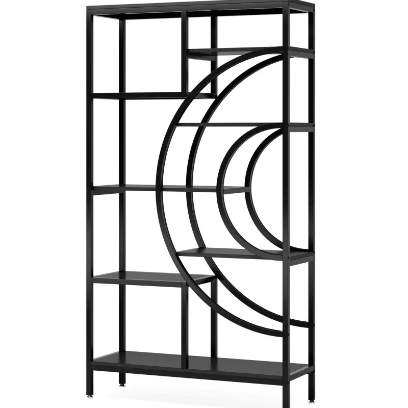 Tribesigns Bookcases & Bookshelves|Bookcases & Bookshelves*Bookshelf, 71" Geometric Bookcase, Industrial 8-Tiers Etagere Shelving Unit